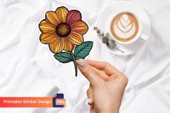 Colorful Fall Flower Sticker, Autumn Vibes Floral Sticker Product Image 1