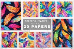 Colorful Feather Digital Paper Bundle Product Image 1