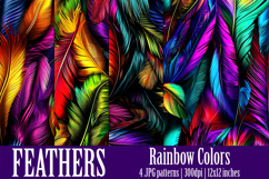 Feathers Patterns, Rainbow Color Feathers Patterns, s1, Product Image 1