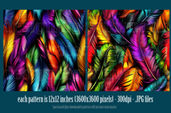 Feathers Patterns, Rainbow Color Feathers Patterns, s1, Product Image 2