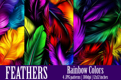 Feathers Patterns, Rainbow Color Feathers Patterns, s2 Product Image 1