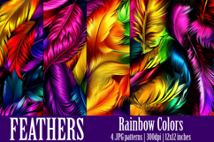 Feathers Patterns, Rainbow Color Feathers Patterns, s3 Product Image 1