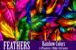 Feathers Patterns, Rainbow Color Feathers Patterns, s4 Product Image 1