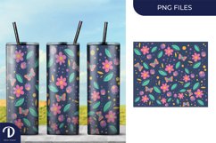 Flower and Butterfly on Navy Blue 20 oz Skinny Tumbler Wrap Product Image 1