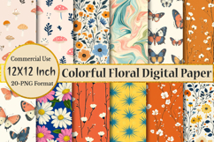 Colorful Floral Digital Paper Product Image 1