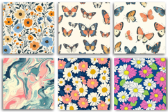 Colorful Floral Digital Paper Product Image 3