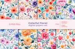 Colorful floral digital papers PNG Product Image 1