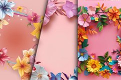 Colorful Floral Frame on Pink Digital Paper Bundle Product Image 3