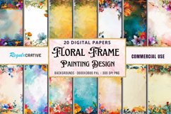 Colorful Floral Frame Painting Digital Paper Bundle Product Image 1