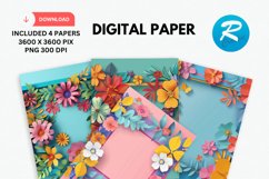 Colorful Floral Frames Digital Paper, Flowers Background Product Image 1