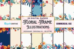 Colorful Floral Frames Digital Paper Bundle Product Image 1