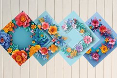 Colorful Floral Frames Digital Paper Bundle Product Image 3