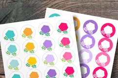 Colorful Floral Hex Small Summer Round Labels 24 per Paper