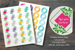 Colorful Floral Square Small Summer Round Labels 24 per Page