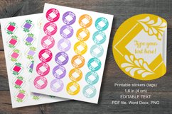 Colorful Floral Square Small Summer Round Labels 24 per Page