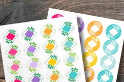 Colorful Floral Square Small Summer Round Labels 24 per Page