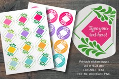 Colorful Floral Square Summer Round Labels 12 pcs per paper