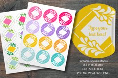 Colorful Floral Square Summer Round Labels 12 pcs per paper
