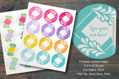 Colorful Floral Square Summer Round Labels 12 pcs per paper