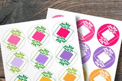 Colorful Floral Square Summer Round Labels 12 pcs per paper