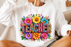 Colorful Floral Teacher PNG Product Image 2