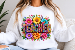 Colorful Floral Teacher PNG Product Image 3