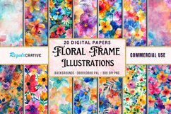 Colorful Floral Digital Paper Bundle Product Image 1