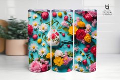 Colorful Flowers Sublimation 3D Tumbler Wrap Product Image 5