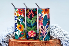 Vibrant Floral Scene Colorful Flowers and Lush Leaves DP Product Image 3