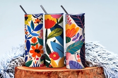 Vibrant Floral Scene Colorful Flowers and Lush Leaves DP Product Image 3