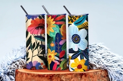 Vibrant Floral Scene Colorful Flowers and Lush Leaves DP Product Image 3