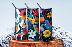 Vibrant Floral Scene Colorful Flowers and Lush Leaves DP Product Image 3