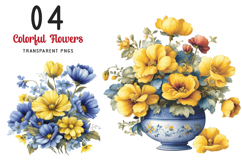 Colorful Flowers Arrangements Clipart Product Image 1