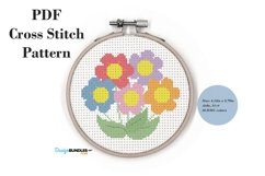 Colorful Flowers Cross Stitch Pattern PDF File Product Image 1