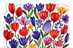 Wild Flowers Stickers | Retro Flower Printable PNG Product Image 2
