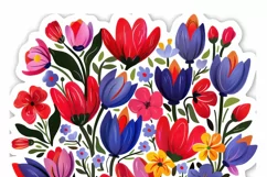 Wild Flowers Stickers | Retro Flower Printable PNG Product Image 4
