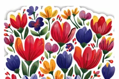 Wild Flowers Stickers | Retro Flower Printable PNG Product Image 5