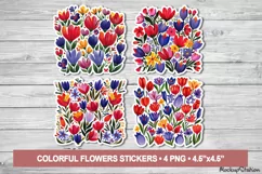 Wild Flowers Stickers | Retro Flower Printable PNG Product Image 1