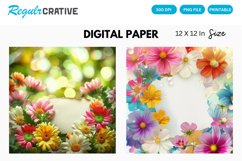 Colorful Flowers With a Note Digital Paper Product Image 1