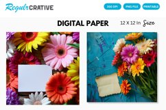 Colorful Flowers With a Note Digital Paper Product Image 1
