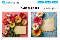 Colorful Flowers With a Note Digital Paper Product Image 1