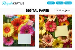 Colorful Flowers With a Note Digital Paper Product Image 1
