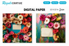 Colorful Flowers With a Note Digital Paper Product Image 1