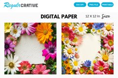 Colorful Flowers With a Note Digital Paper Product Image 1