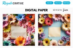 Colorful Flowers With a Note Digital Paper Product Image 1