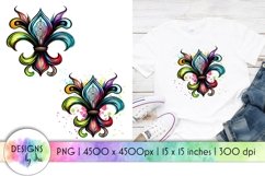 Fleur De Lis Sublimation | Colourful Fleur De Lis Symbol Product Image 1