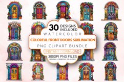 Watercolor Colorful Front Doors Sublimation Bundle Product Image 1