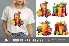 Watercolor Colorful Fruit Juice Clipart Product Image 1