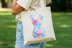 Happy Easter Colorful Faux Yarn Knitted Fur Spring Bunny Product Image 2