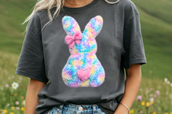 Happy Easter Colorful Faux Yarn Knitted Fur Spring Bunny Product Image 3